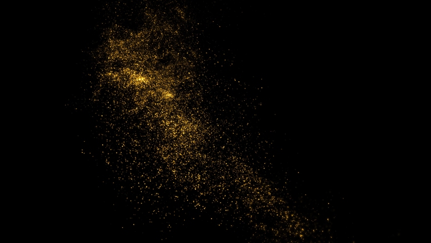 Gold dust particles fly in slow motion in the air lingering slowly. Dust Particles Background Bokeh Lights Background on Black Background 4k Footage Snow Particles Background. Royalty-Free Stock Footage #1088685727