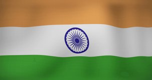 Animation of waving flag of india. patriotism and flag of the world concept digitally generated video.