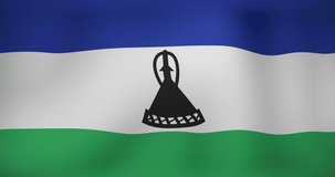 Animation of waving flag of lesotho. patriotism and flag of the world concept digitally generated video.