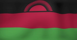 Animation of waving flag of malawi. patriotism and flag of the world concept digitally generated video.