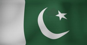 Animation of waving flag of pakistan. patriotism and flag of the world concept digitally generated video.