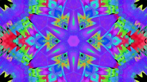 Footage kaleidoscope mandala stop motion animation graphic illustration background geometric  shape abstract neon blend mirror doodle full color