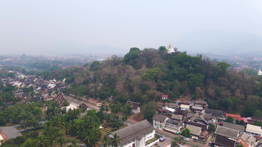 Drone aerial view of Luang Prabang, Laos Royalty-Free Stock Footage #1088693289