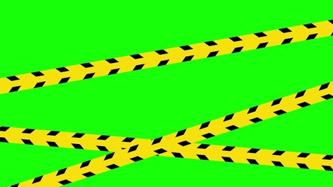 Animated Barricade Tape Arrow Cut Lines 4K Animation, Green Background for Chroma Key Use