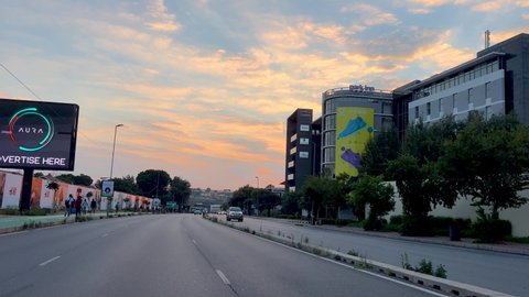 Johannesburg, South Africa - March 29, 2022 - 4K Video Driving in the Streets of Sandton At Sunrise