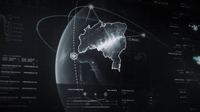 Digital Earth Analysis Network Displays Location Tracking On Territory Of Brazil. Digital Earth Projection Display System For Global Target Search. Digital Earth Display Satellite Connection Interface - Powered by Shutterstock - Get 15% off with code: PIKWIZARD15