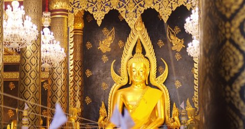 The big golden Buddha statue. Buddha statue in Wat Phra Sri Rattana Mahathat Temple, Name is Phra Buddha Chinnarat, Phitsanulok in Thailand.