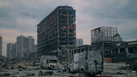 War destroy city ukraine kyiv kiev rocket house destruction
