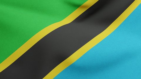 National flag of Tanzania waving original colors 3D Render, United Republic of Tanzania flag textile or Swahili bendera ya Tanzania, coat of arms Tanzania independence day