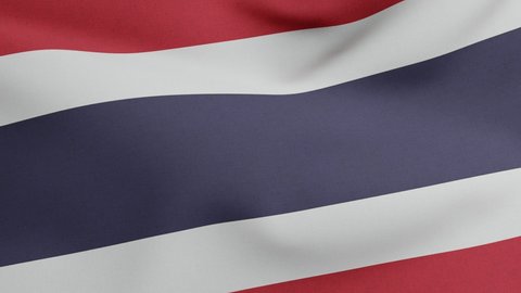 National flag of Thailand waving original colors 3D Render, Kingdom of Thailand flag textile designed by King Vajiravudh, coat of arms Thailand independence day, Thai or thong trai rong