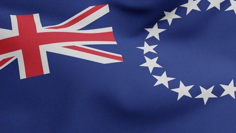 National flag of Cook Islands waving original colors 3D Render, Cook Islands Ensign flag textile, coat of arms Cook Islands independence day