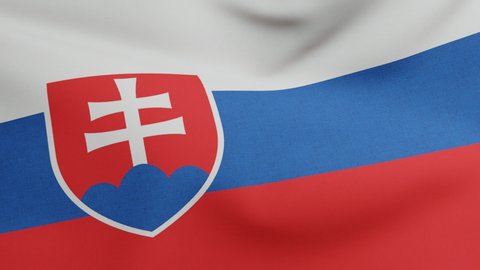 National flag of Slovakia waving original colors 3D Render, Slovak Republic flag textile designed by Ladislav Cisarik and Ladislav Vrtel, coat of arms Slovakia independence day, Slavic nations