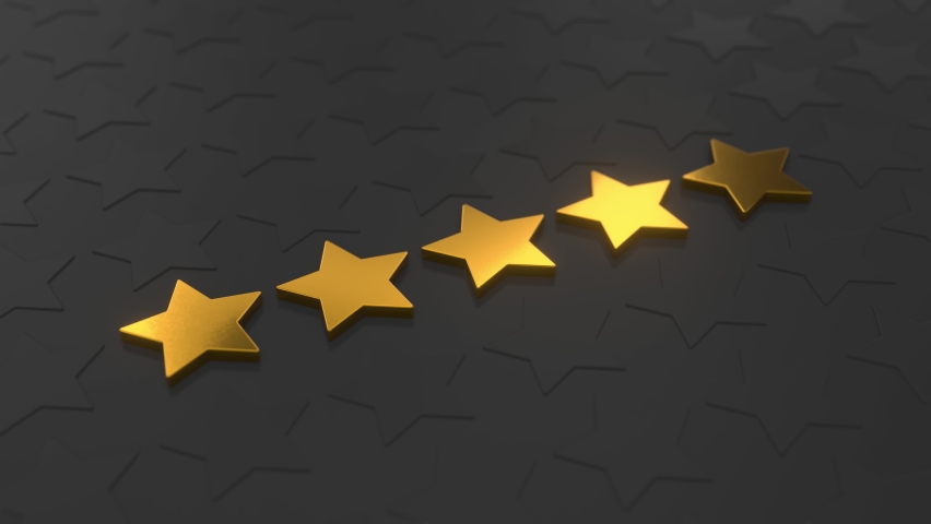 Five golden stars rating Animation 3d render Royalty-Free Stock Footage #1088704865