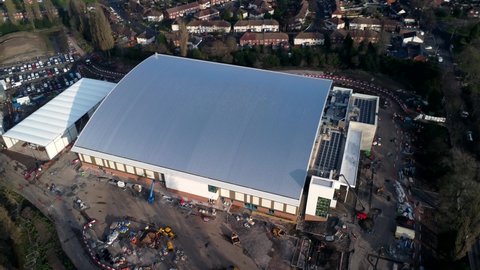 BIRMINGHAM, UK - 2022: Aerial view of Sandwell Aquatics centre in Birmingham UK