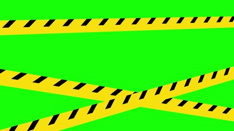 Animated Barricade Tape Half Arrow Lines 4K Animation, Green Background for Chroma Key Use