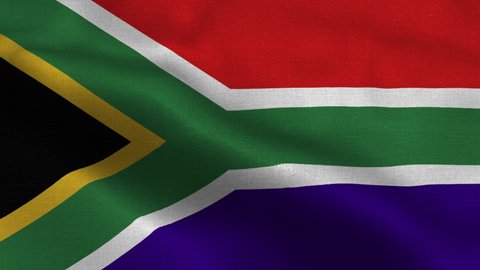 South Africa flag waving in the wind with high quality texture in 4K National Flag of South Africa South African Flag