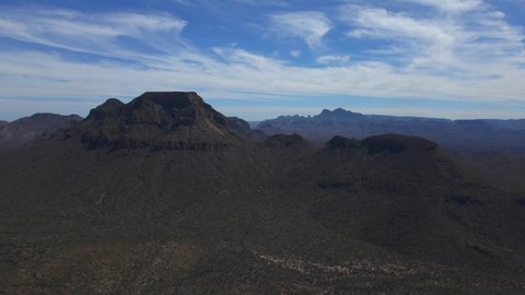 Cactus and Mountain Landscape in Baja California, Mexico. Aerial View