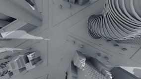 Modern city with skyscrapers, office buildings and residential blocks top view. 3D rendering animation - Powered by Shutterstock - Get 15% off with code: PIKWIZARD15