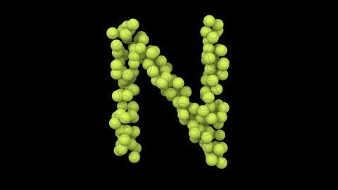 3D Render of Tennis Ball Themed Looping Animation Letter N