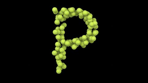 3D Render of Tennis Ball Themed Looping Animation Letter P