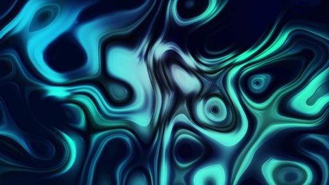 Wavy Liquid Metallic Surface Texture. Abstract Background. Vibrant Blue Color 3D Motion Animation.