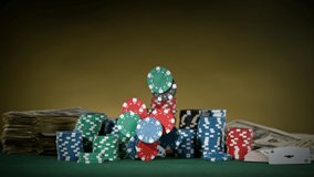 Super slow motion of falling poker chips. Filmed on high speed cinema camera, 1000fps. - Powered by Shutterstock - Get 15% off with code: PIKWIZARD15