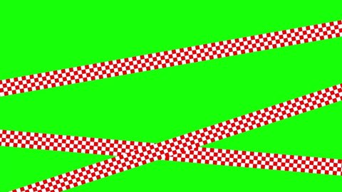 Animated Barricade Tape Red Doted Lines 4K Animation, Green Background for Chroma Key Use
