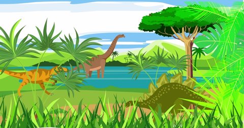Dinosaurs animation scene prehistoric life