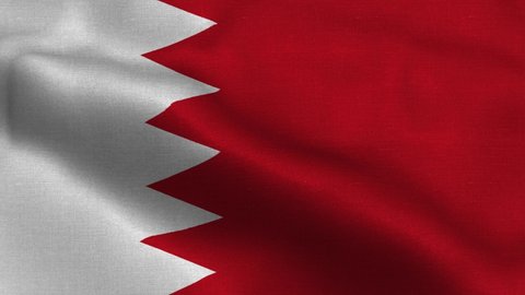 Bahrain flag waving in the wind with high-quality texture in 4K UHD National Flag. Realistic Animation of Bahrain Flag