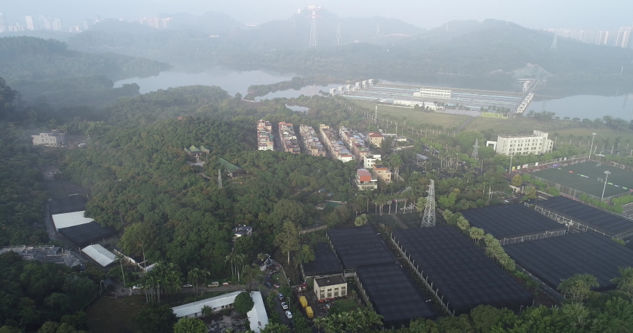 Aerial footage of urban village landscape in Shenzhen city,China