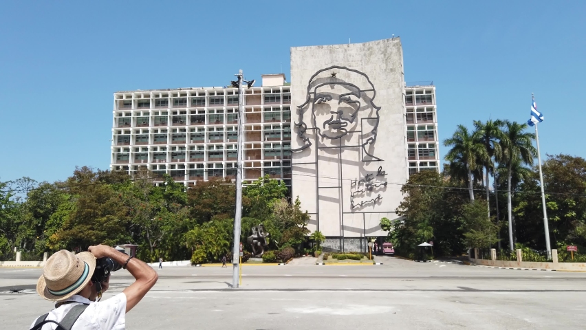 Havana, Cuba - March 01 2020: Vintage old buildings around the streets in Havana City in Cuba. 4k Cuba vlog footages.