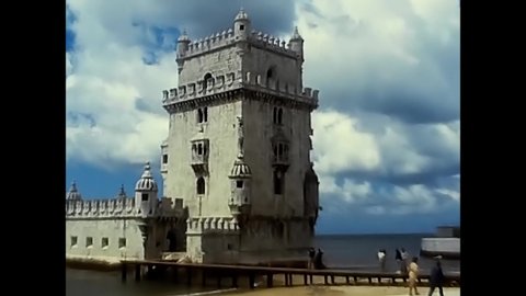Portugal, spain june 18 1970:Belem tower sunset view.