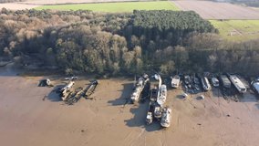 4k drone footage of Pin Mill in Suffolk, UK