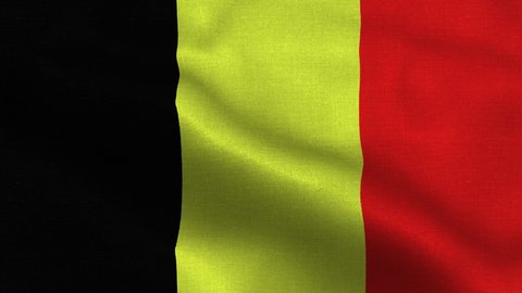 Belgian flag waving in wind video. Belgium Flag Closeup 4k.