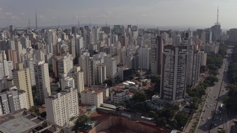 Great avenue in the big city. Avenue May 23 in Sao Paulo, Brazil, South America.