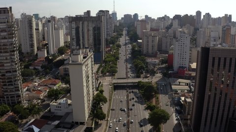 Great avenue in the big city. Avenue May 23 in Sao Paulo, Brazil, South America.