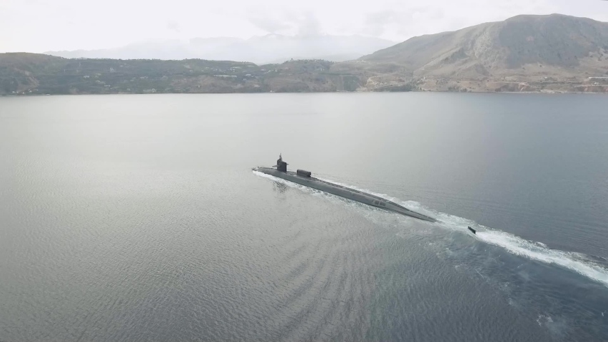 US Navy Nuclear Submarine Aerial Video as Living the Bay Royalty-Free Stock Footage #1088765537