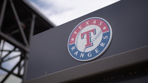 Arlington, TX - March 30, 2022: MLB Baseball Texas Rangers' logo