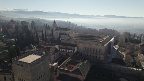 Alhambra complex, palace and fortress, Granada, Spain. Famous Islamic architecture 