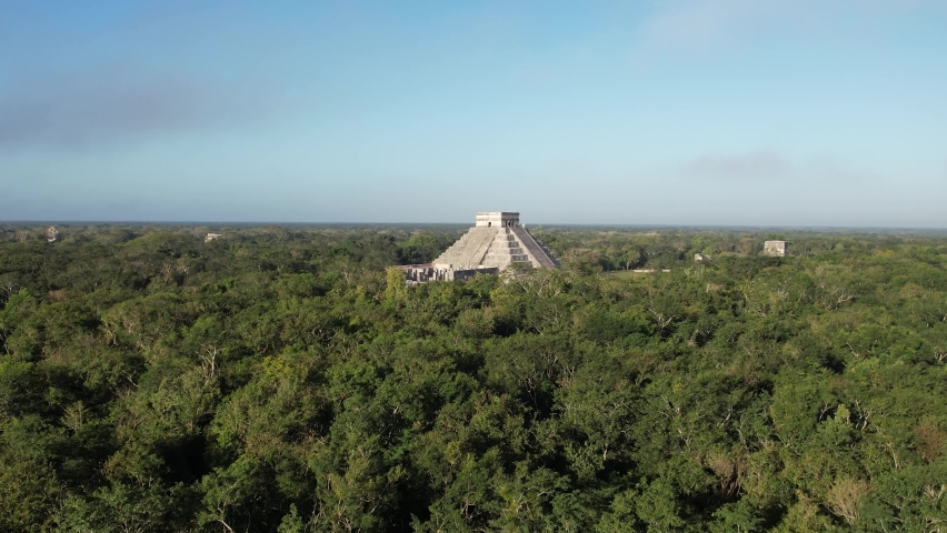 Mayan pyramid by day drone 4k, Guanajuato, Mexico