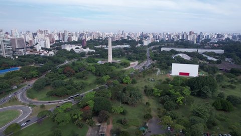 Aerial view of Ibirapuera Park in São Paulo, Brazil.
Park with preserved green area. Residential and commercial buildings in the background