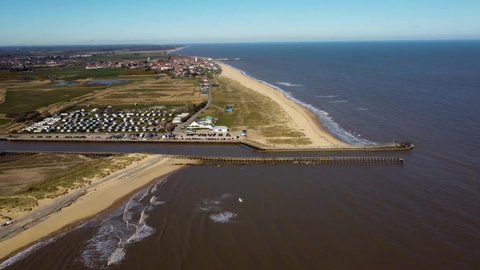 4k drone footage of the estuary of the River Blyth at Walberswick in Suffolk, UK