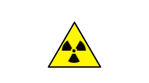 A radiation sign in triangle shape, hazard symbol isolated on white background