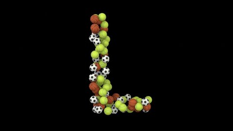 3D Render of Sports Ball Themed Font Letter L