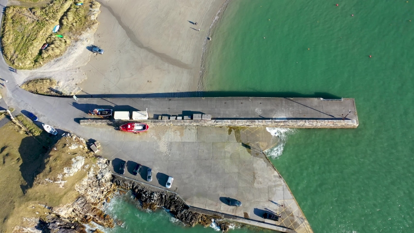 Aerial view of the pier at Portnablagh, Co. Donegal, Ireland
