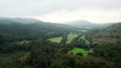 Drone Aerial Of Dalegarth, Buckden Countryside, Cumbria, Lake District