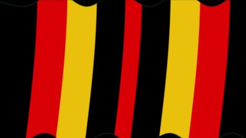 An undulating pattern, colored in black; red; yellow. This animated decorative design, on a transparent background is a reusable video.