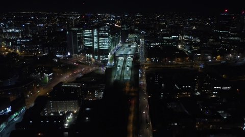 Generic night aerial view of Birmingham UK city centre