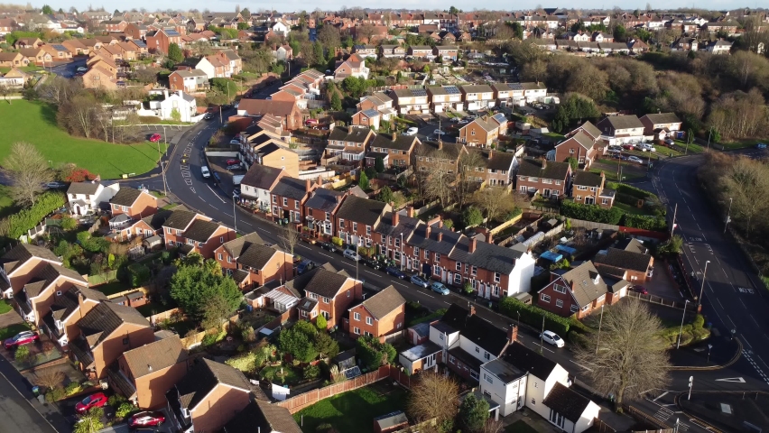 Aerial view of a British street of terraced houses Royalty-Free Stock Footage #1088788449