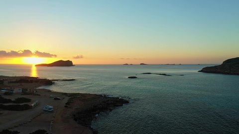 Viewpoint on a cliff facing the Mediterranean Sea. Ibiza island.